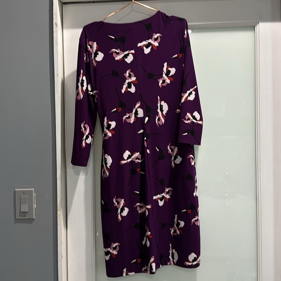 RALPH LAUREN DRESS SIZE 14 EUC COLOR PERFECT FOR FALL PURPLE WITH LILAC FLOWERS - Picture 4 of 4